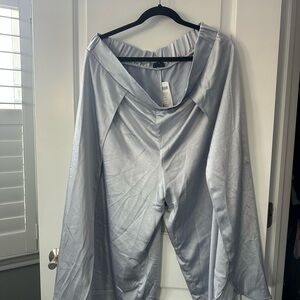 Soma Sensual Ice Blue Satin Wide-Leg Pajama Pants